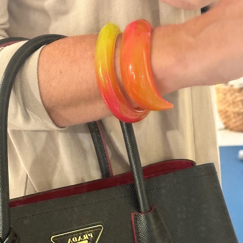 FURLA Vintage Pink/Orange/Yellow Gradient Resin Bangle Bracelet